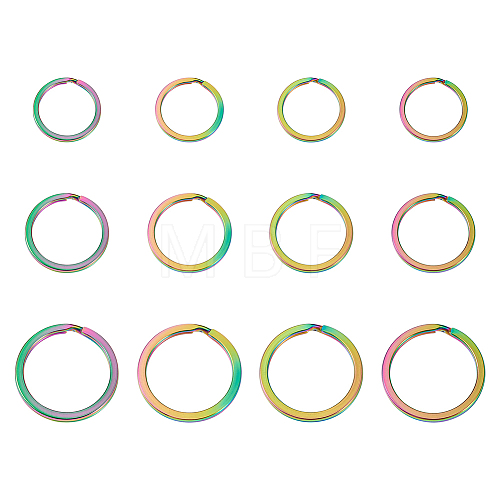 Yilisi 18Pcs 3 Style Ion Plating(IP) Rainbow Color 304 Stainless Steel Split Key Rings FIND-YS0001-13-1