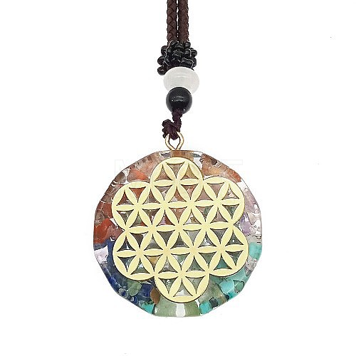 Orgonite Chakra Natural & Synthetic Mixed Stone Pendant Necklaces QQ6308-6-1