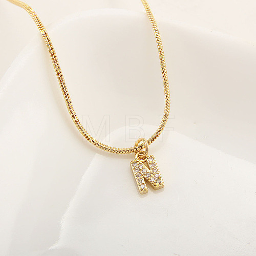 Brass Micro Pave Clear Cubic Zirconia Pendant Initial Necklaces FS-WGC46E8-14-1