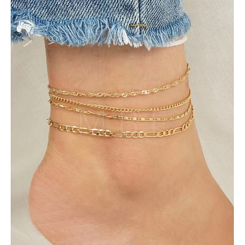 Alloy Chain Anklets Sets for Women WG886AF-08-1