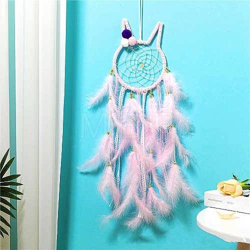 Rabbit Woven Web/Net with Feather Hanging Ornaments PW-WG5BEEB-01-1