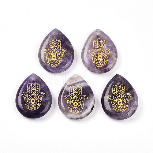 Natural Amethyst Pendants G-N345-05D-1