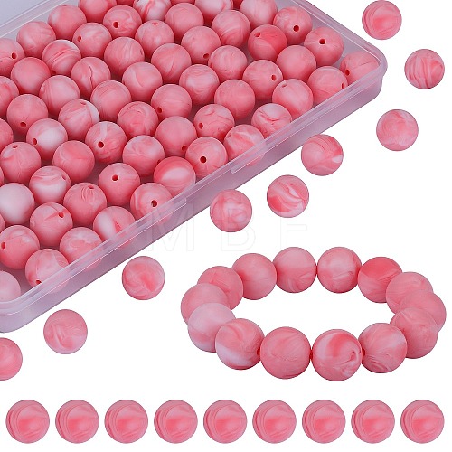 80Pcs Round Silicone Focal Beads SIL-SZ0001-24-28-1