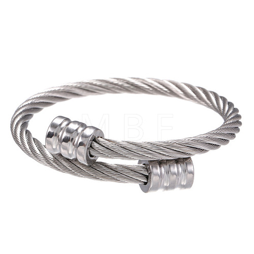 Non-Tarnish Stylish Men's Stainless Steel Open Cuff Bangles BT1546-2-1