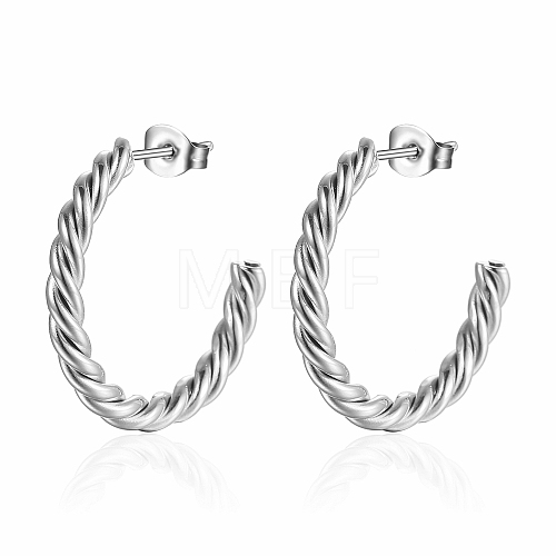 Stainless Steel Twist Hoop Earrings for Women YD3923-2-1