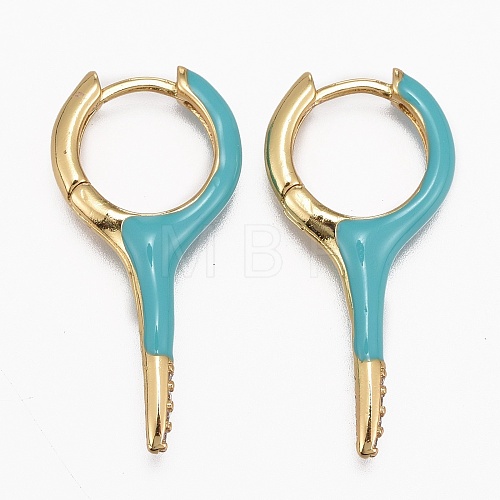 Brass Micro Pave Clear Cubic Zirconia Huggie Hoop Earrings EJEW-L231-60B-1