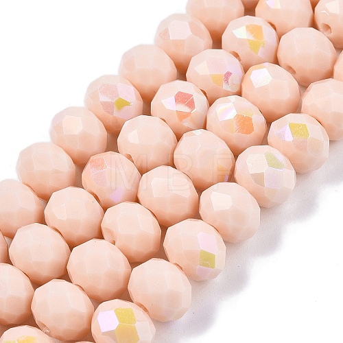 Electroplate Opaque Solid Color Glass Beads Strands EGLA-A044-P8mm-L05-1