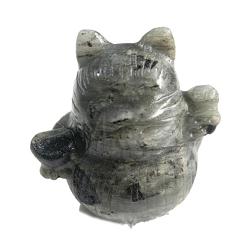 Natural Labradorite Carved Healing Lucky Cat Figurines PW-WG20972-02-1