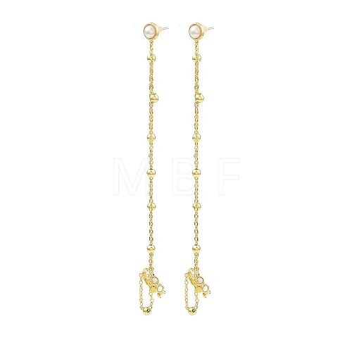 Plastic Pearl Beaded Dangle Stud Earrings EJEW-D069-02G-1