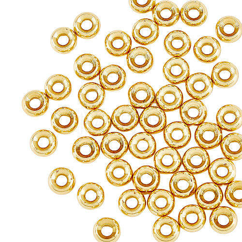 50Pcs Rondelle Brass Spacer Beads KK-HY0001-11-1