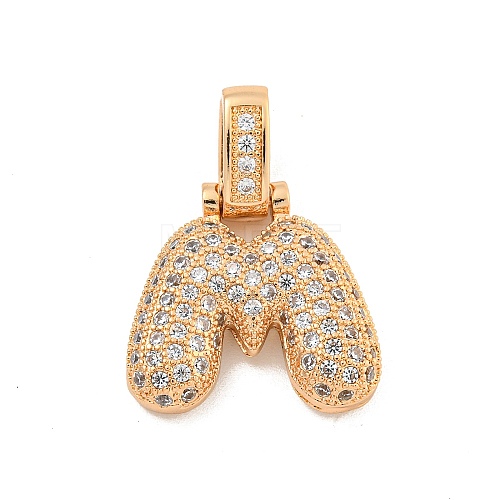 Brass Micro Pave Clear Cubic Zirconia Pendants KK-B099-01G-M-1