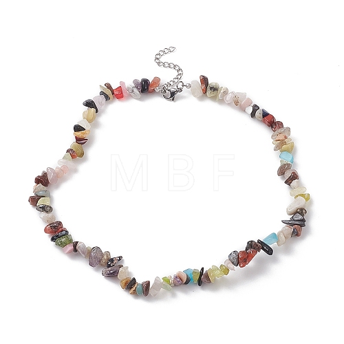 Mixed Gemstone Chips Beads Necklaces NJEW-JN04275-03-1