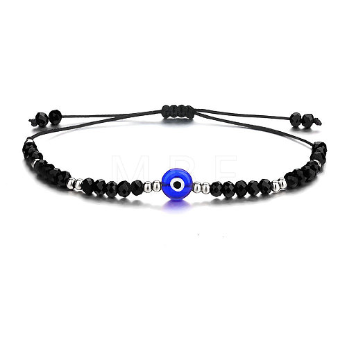 Adjustable Glass Evil Eye Brided Bead Bracelet TV3992-8-1