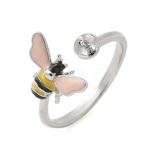 Bees Brass Enamel Cuff Ring Settings KK-K297-04P-1