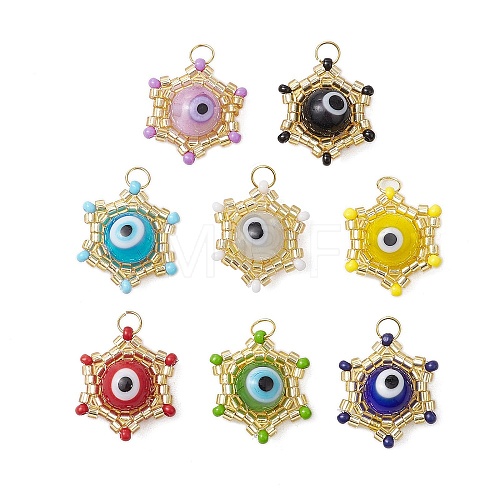 Beaded Star Eye Charms PALLOY-MZ00575-1