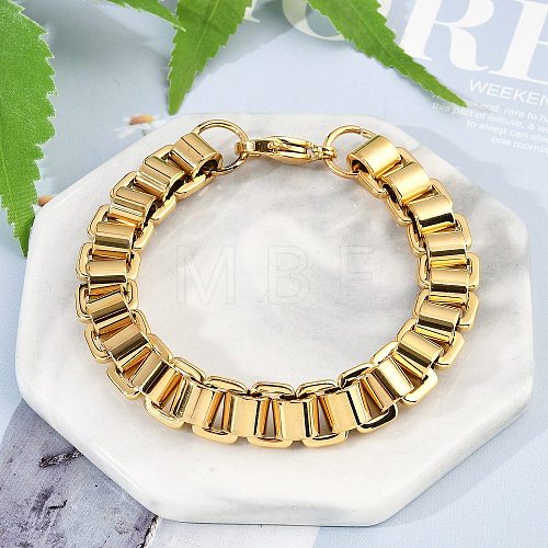 304 Stainless Steel Box Chain Bracelets for Women Men BJEW-F488-47G-1