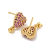 Rack Plating Brass Micro Pave Hot Pink Cubic Zirconia Stud Earring Finding EJEW-C102-05G-02A-2