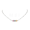 Natural Multicolor Tourmaline Faceted Cube Beads Pendant 304 Stainless Steel Satellite Chain Necklacs for Women NJEW-JN06541-02-2