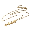 Brass Micro Pave Clear Cubic Zirconia 4 Clover Pendant Y Tassel Necklaces for Women NJEW-P350-02G-4