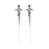 Snake Cross 316 Stainless Steel Micro Pave Clear Cubic Zirconia Ear Wrap Crawler Hook Earrings AJEW-C044-20AS-4