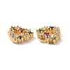Heart Brass Micro Pave Colorful Cubic Zirconia Charms KK-G435-15G-3