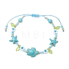 2Pcs 2 Colors Ocean Theme Synthetic Turquoise & Glass Seed Beaded Bracelets BJEW-MZ00305-4