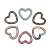 Rack Plating Brass Micro Pave Cubic Zirconia Heart Linking Rings KK-A234-005G-1