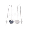 Long Chain with Enamel Heart Dangle Stud Earrings EJEW-A067-01P-A-2