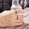 8Pcs 8 Style Brass Rotating Beaded Cuff Rings RJEW-SW0001-01-14