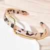 Cellulose Acetate(Resin) & 304 Stainless Steel Double Layer Wavy Open Cuff Bangles for Women SA-CBA7107-03G-3