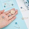 8Pcs 4 Colors Alloy & Glass Safety Pins AJEW-AR0001-62-3