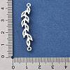 Brass Pave Clear Cubic Zirconia Leaf Links Connector Charms KK-Z156-15S-3