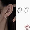 Anti-Tarnish Twisted Rhodium Plated 925 Sterling Silver Small Huggie Hoop Earrings EJEW-I260-37P-7