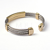 304 Stainless Steel Cuff Bangles BJEW-L599-11-2