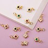 16Pcs 8 Colors Brass Micro Pave Cubic Zirconia Pendants KK-SZ0003-92-5