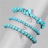 3Pcs Alloy & Synthetic Turquoise Beads Charm Bracelets DY7954-2-1