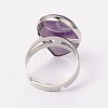 Adjustable Gemstone Brass Rings RJEW-N024-02G-2