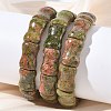 Bamboo Natural Unakite Beads Stretch Bracelets for Women Men BJEW-K304-01F-1