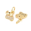 Brass Micro Pave Clear Cubic Zirconia Charms KK-H292-56C-G-2