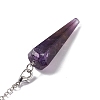 Natural Amethyst Hexagonal Pointed Cone Dowsing Pendulum Pendants G-G983-05P-01-4