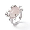 Natural Rose Quartz Crab Open Cuff Ring RJEW-I090-01P-02-4