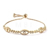 Horse Eye Cubic Zirconia Slider Bracelet BJEW-SZ0002-08D-1