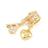 Alphabet Brass Micro Pave Clear Cubic Zirconia Pendants KK-Z151-20G-3