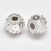 Fancy Cut Textured 925 Sterling Silver Round Beads STER-F012-14C-1