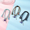 3Pcs 3 Colors Handmade Lampwork & Alloy Charm Bracelets BJEW-JB12749-1