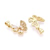Brass Micro Pave Clear Cubic Zirconia Pendants KK-T080-44G-2