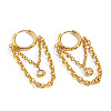 304 Stainless Steel Pave Cubic Zirconia Tassel Hoop Earrings for Women WB3830-5