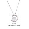 Anti-Tarnish Natural Shell Bunny with Crescent Moon Pendant Necklace with Clear Cubic Zirconia JN1073B-2