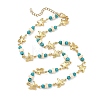 Ocean Dyed Synthetic Turquoise Beads & 304 Stainless Steel Link Chain Necklaces GG-NJEW-JN06337-03-3