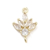 Brass Pave Clear Cubic Zirconia Leaf Links Connector Charms KK-Z061-02G-01-1